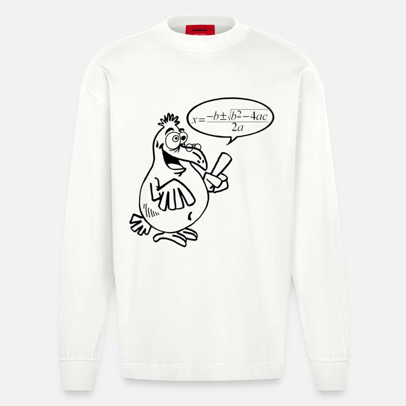 Schwarzer Schlauer Vogel - Heavyweight Oversized Organic Langarmshirt Made in EU - OFF WHITE