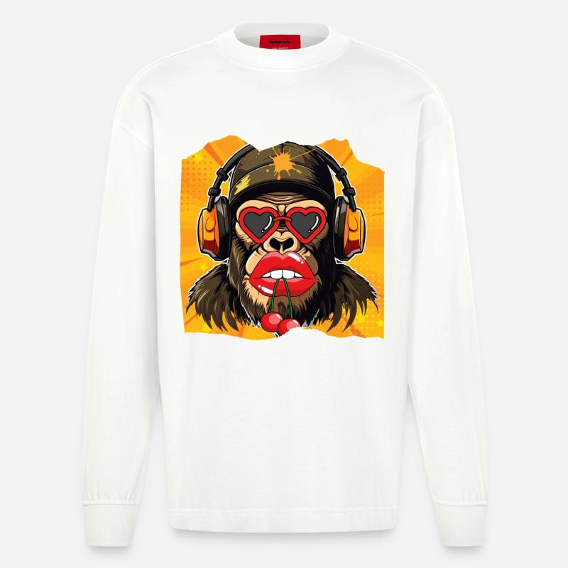 Affe & Kirsche - Heavyweight Oversized Organic Langarmshirt Made in EU - OFF WHITE