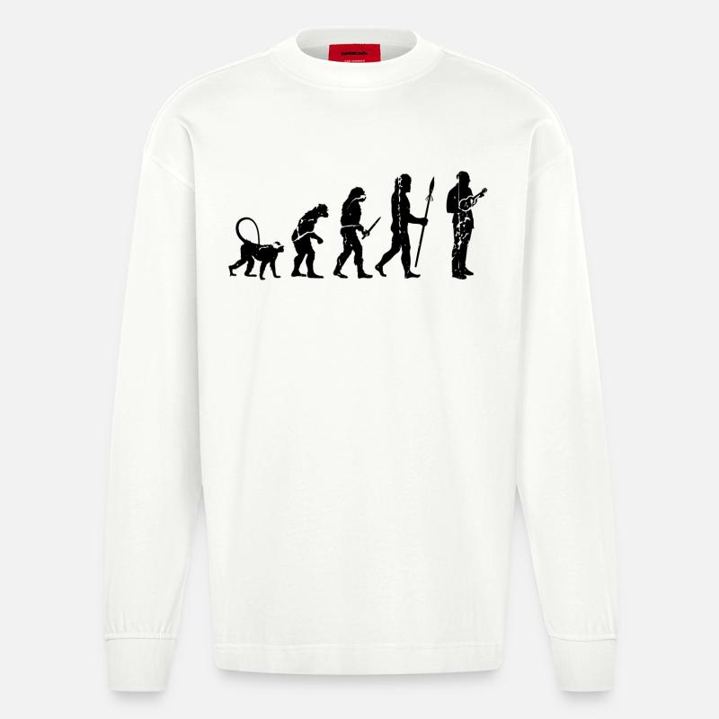 Developing a Ukulele Player - Heavyweight Oversized Organic Longsleeve Shirt Made in EU - OFF WHITE