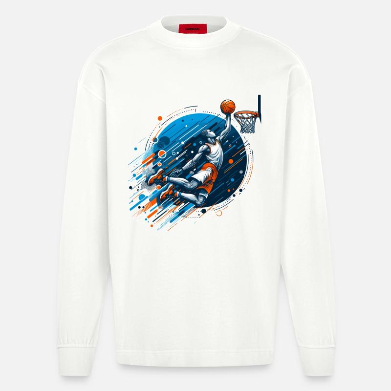 Basketball Dunking Geschenk - Heavyweight Oversized Organic Langarmshirt Made in EU - OFF WHITE