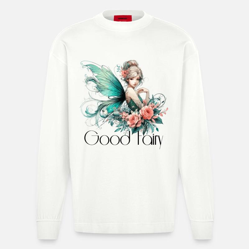 Cadeau de fée marraine - Manches longues bio épais oversize fabriqué en UE - OFF WHITE