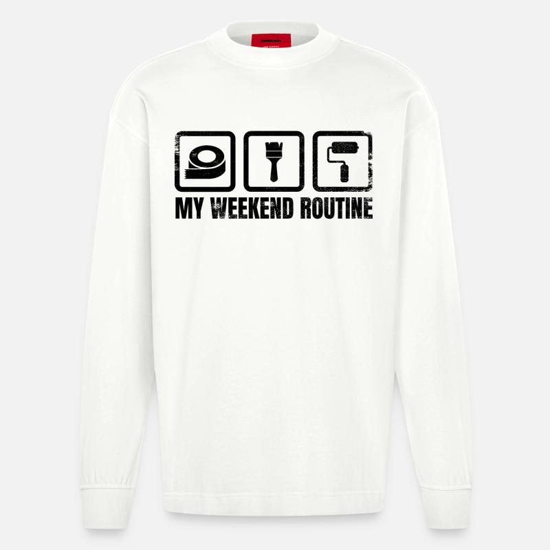 Routine du week-end du peintre - Manches longues bio épais oversize fabriqué en UE - OFF WHITE
