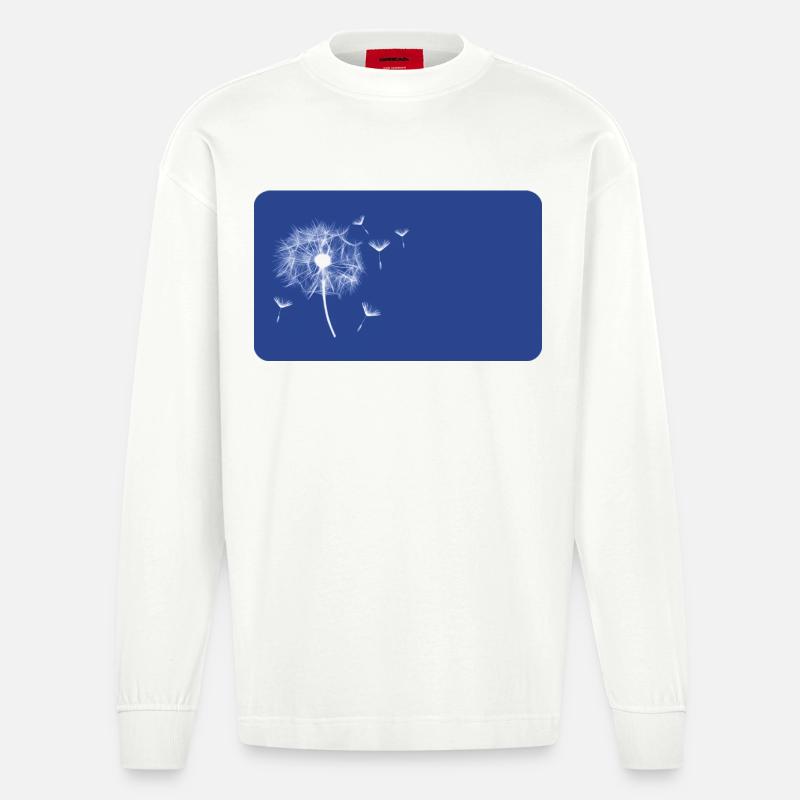 Pusteblume blau - personalisierbar - Heavyweight Oversized Organic Langarmshirt Made in EU - OFF WHITE