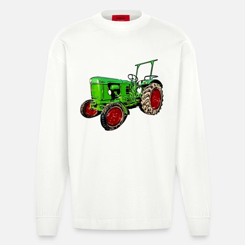 Alter Traktor Deutz D25 - Heavyweight Oversized Organic Langarmshirt Made in EU - OFF WHITE