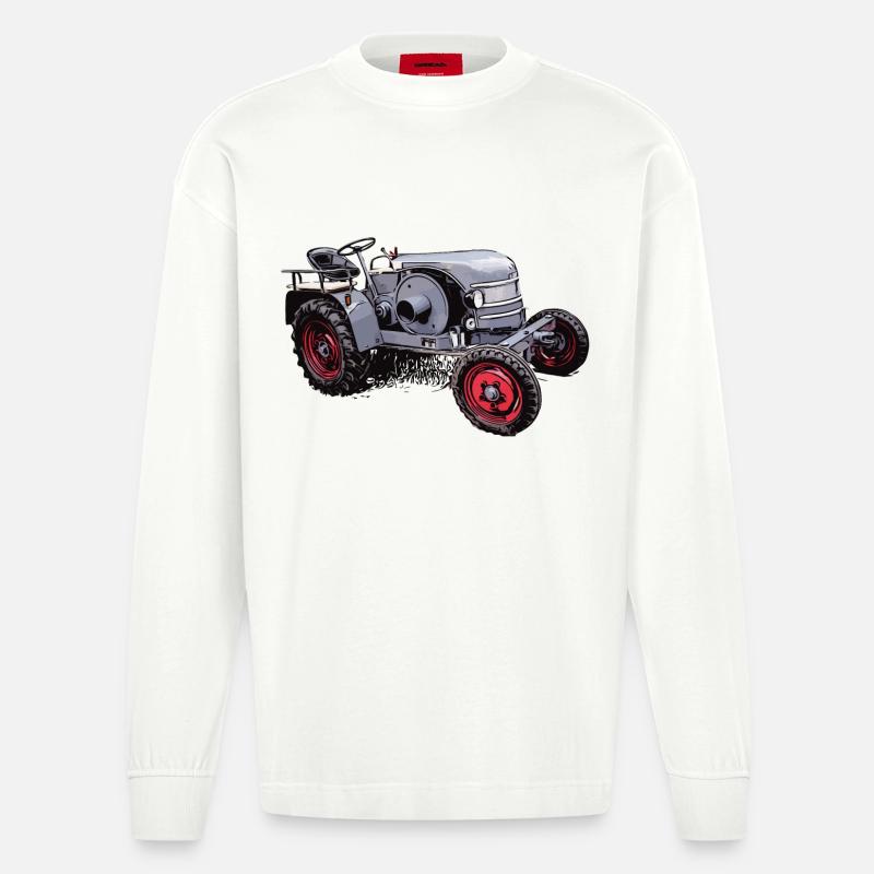 Oldtimer Traktor Kramer K12 - Heavyweight Oversized Organic Langarmshirt Made in EU - OFF WHITE