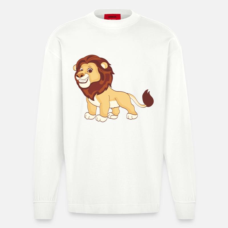 Ein prächtiger Löwe - Heavyweight Oversized Organic Langarmshirt Made in EU - OFF WHITE