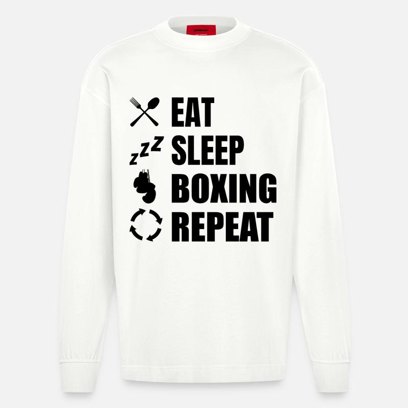 Routine de boxe - Manches longues bio épais oversize fabriqué en UE - OFF WHITE
