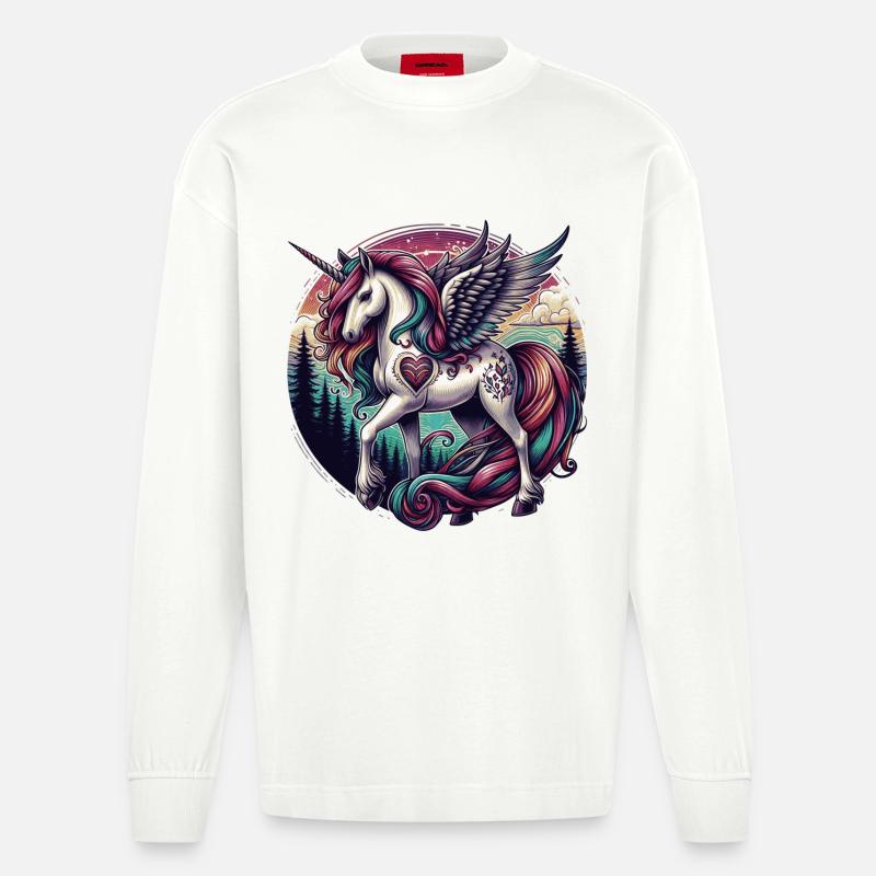 einhorn einhörner - Heavyweight Oversized Organic Langarmshirt Made in EU - OFF WHITE