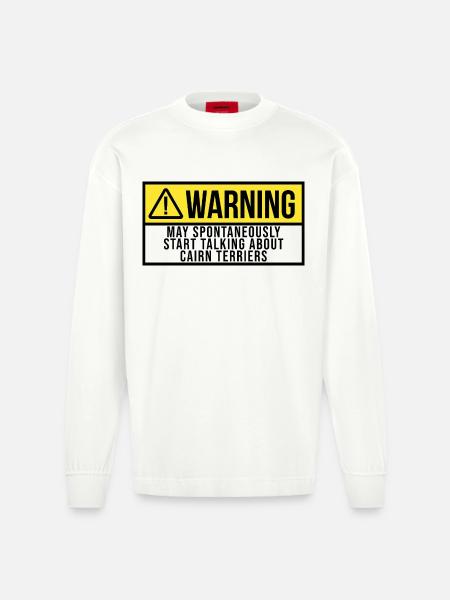 cairnterrier - Heavyweight oversized organic langærmet T-shirt made in EU - OFF WHITE