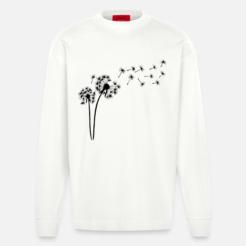 Der Wind und der schwarze Löwenzahn - Heavyweight Oversized Organic Langarmshirt Made in EU - OFF WHITE