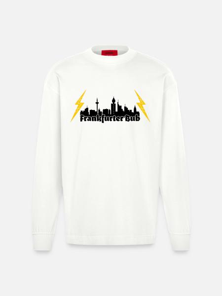 Frankfurter Bub ffm skyline - Heavyweight Oversized Organic Langarmshirt Made in EU - OFF WHITE