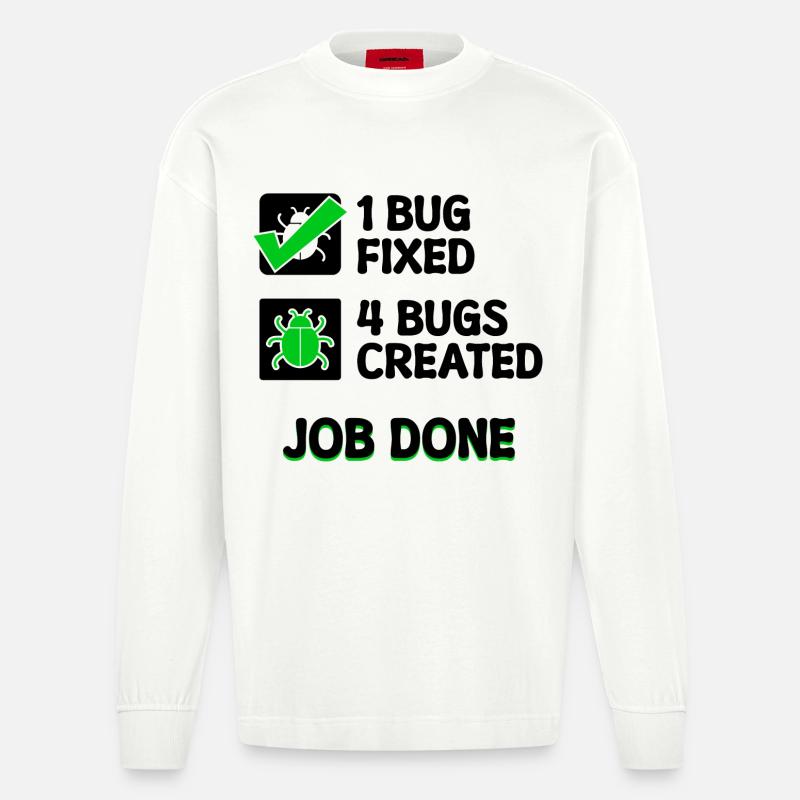 Programmierer Developer Bugfixing Bugs Skripting - Heavyweight Oversized Organic Langarmshirt Made in EU - OFF WHITE