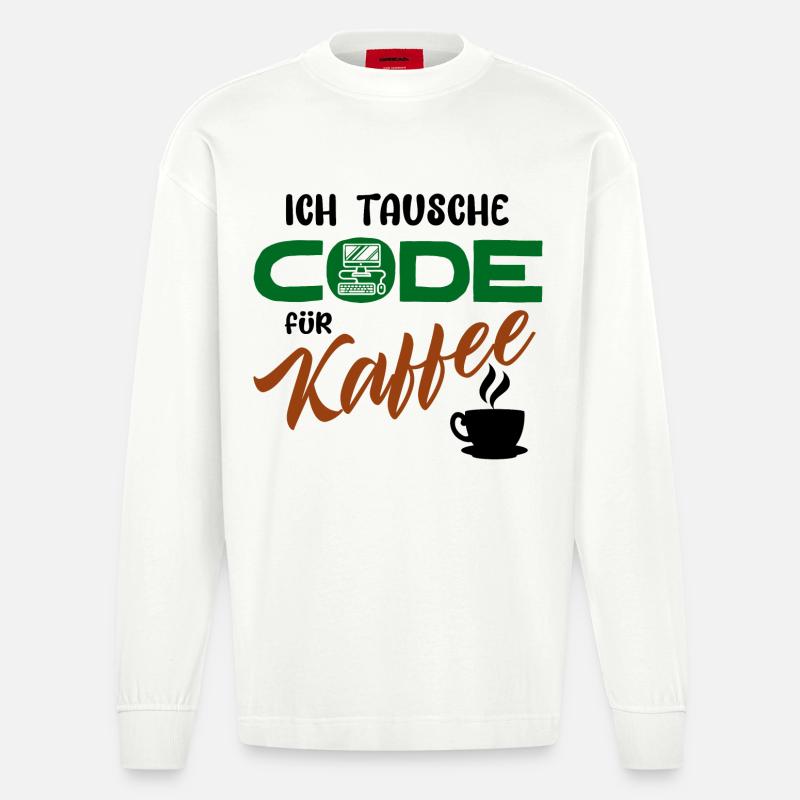 Programmer Software Developer Code - Heavyweight Oversized Organic Longsleeve Shirt Made in EU - OFF WHITE