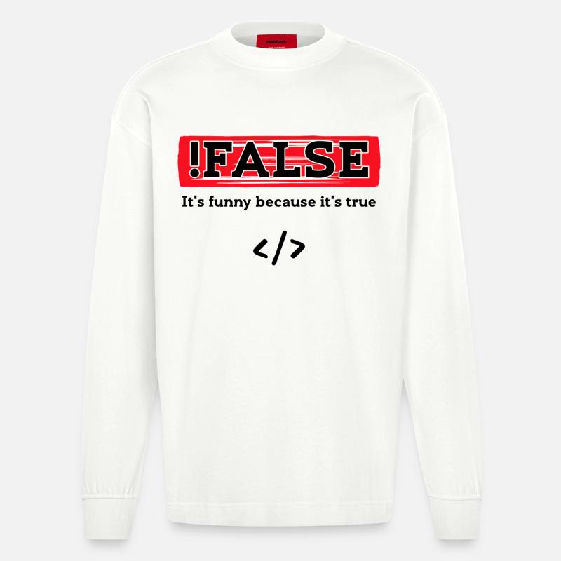 Code Debug Programmeur Développeur Dictons amusants - Manches longues bio épais oversize fabriqué en UE - OFF WHITE