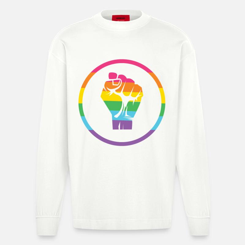LGBTQ-Pride-Monat - Pride! - Heavyweight Oversized Organic Langarmshirt Made in EU - OFF WHITE