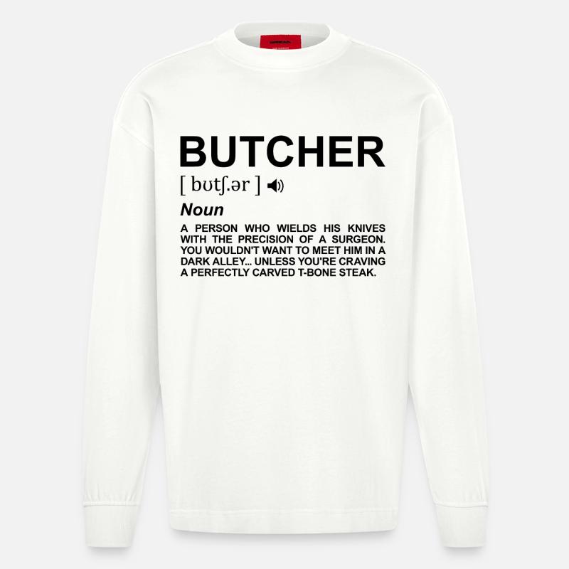 Metzger Bedeutung - Heavyweight Oversized Organic Langarmshirt Made in EU - OFF WHITE