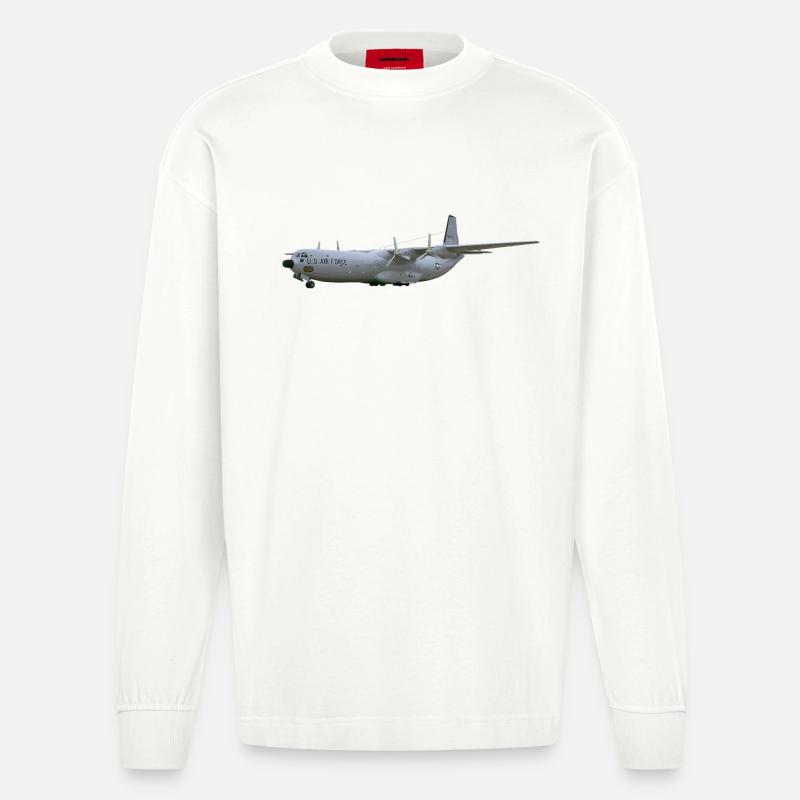 C-133 Cargomaster - Heavyweight Oversized Organic Langarmshirt Made in EU - OFF WHITE