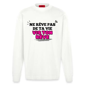 Message Inspirant Visuel florale rose - Manches longues bio épais oversize fabriqué en UE - OFF WHITE - Devant