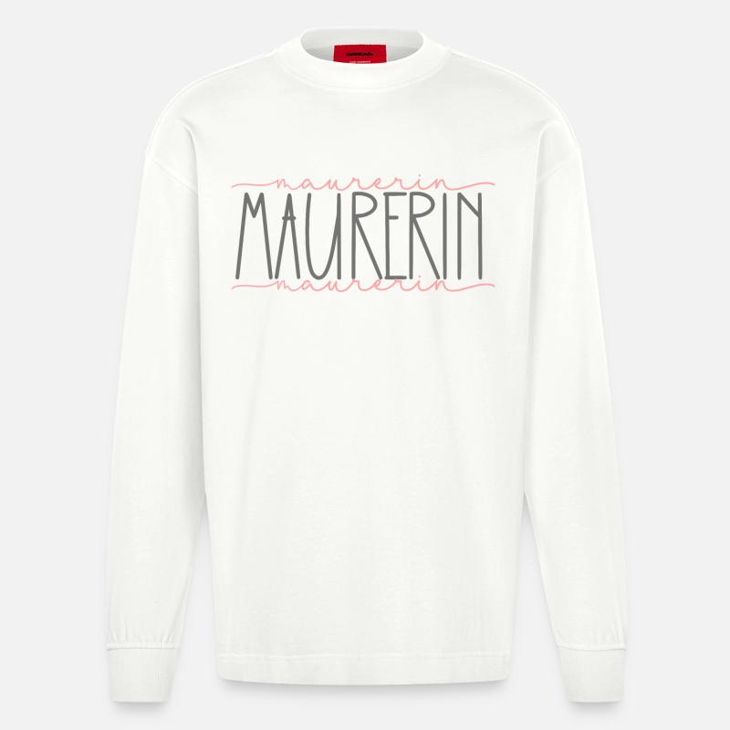 Maurerin Geschenk Handwerkerin Beruf - Heavyweight Oversized Organic Langarmshirt Made in EU - OFF WHITE