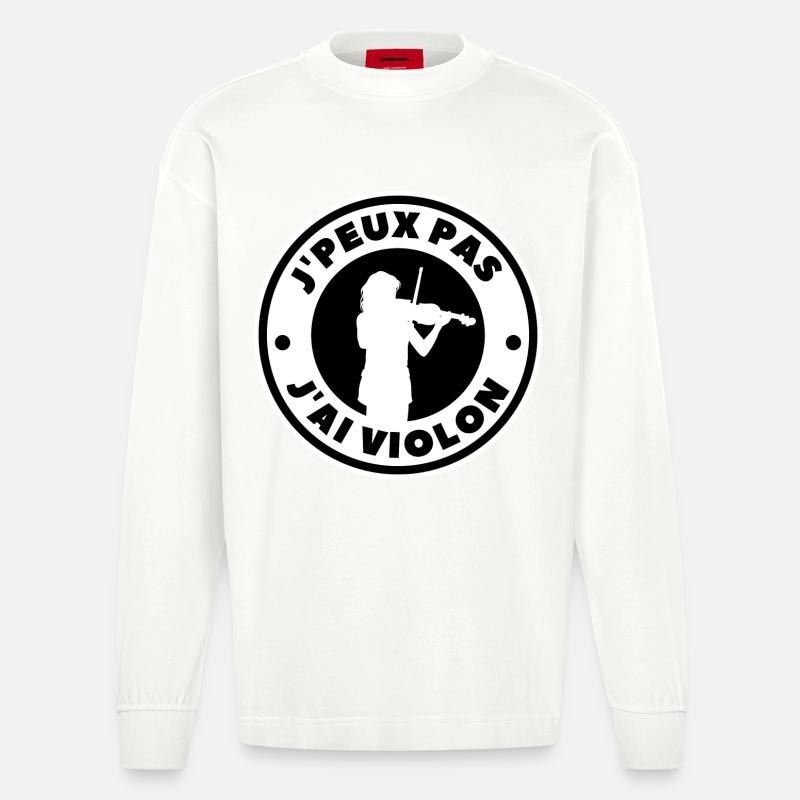 je peux pas j'ai violon - Manches longues bio épais oversize fabriqué en UE - OFF WHITE