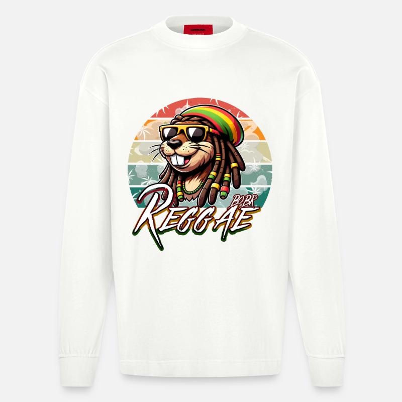 Bober Reggae - Rasta Bobr Marly - Manches longues bio épais oversize fabriqué en UE - OFF WHITE