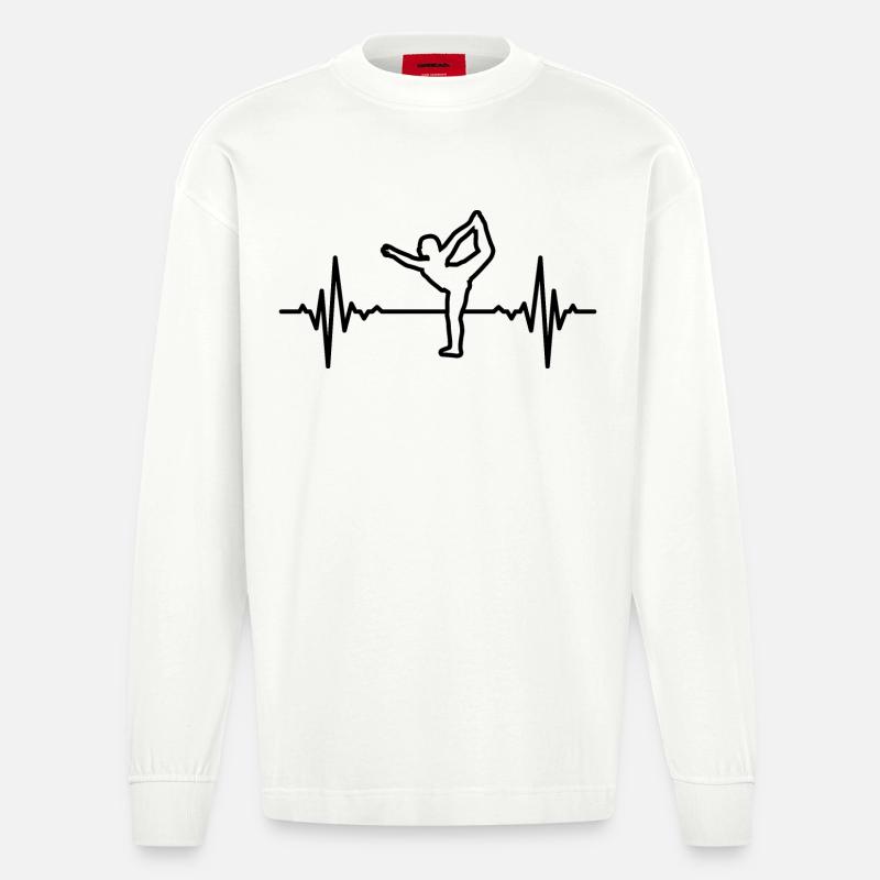 Yogini Herzfrequenz - Heavyweight Oversized Organic Langarmshirt Made in EU - OFF WHITE