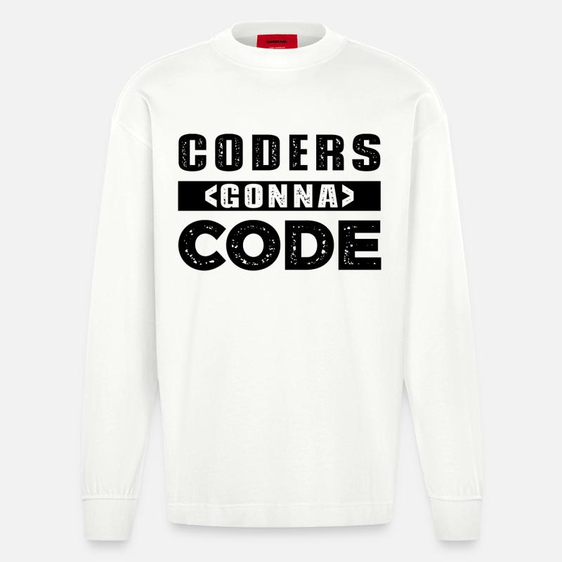 Coders Gonna Code - Heavyweight Oversized Organic Langarmshirt Made in EU - OFF WHITE