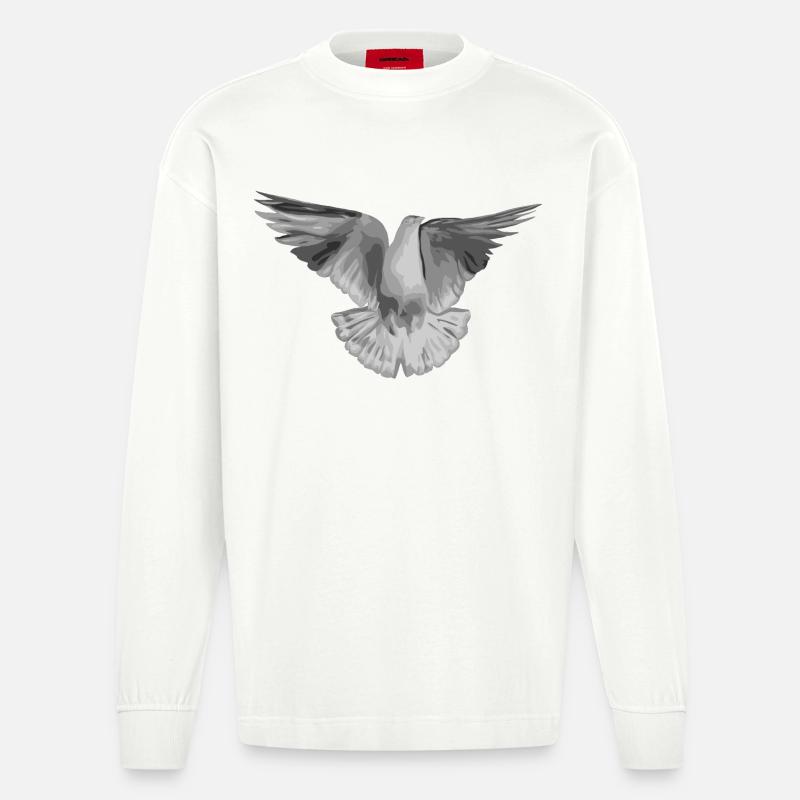 Taube hellgrau - Heavyweight Oversized Organic Langarmshirt Made in EU - OFF WHITE