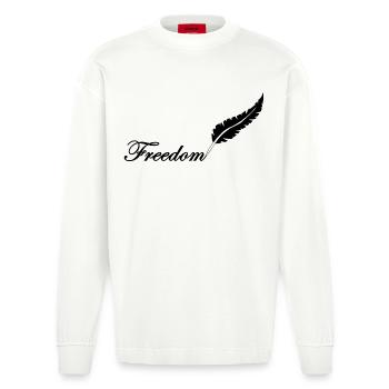 Black feather and freedom - Heavyweight Oversized Organic Longsleeve Shirt Made in EU - OFF WHITE - Front
