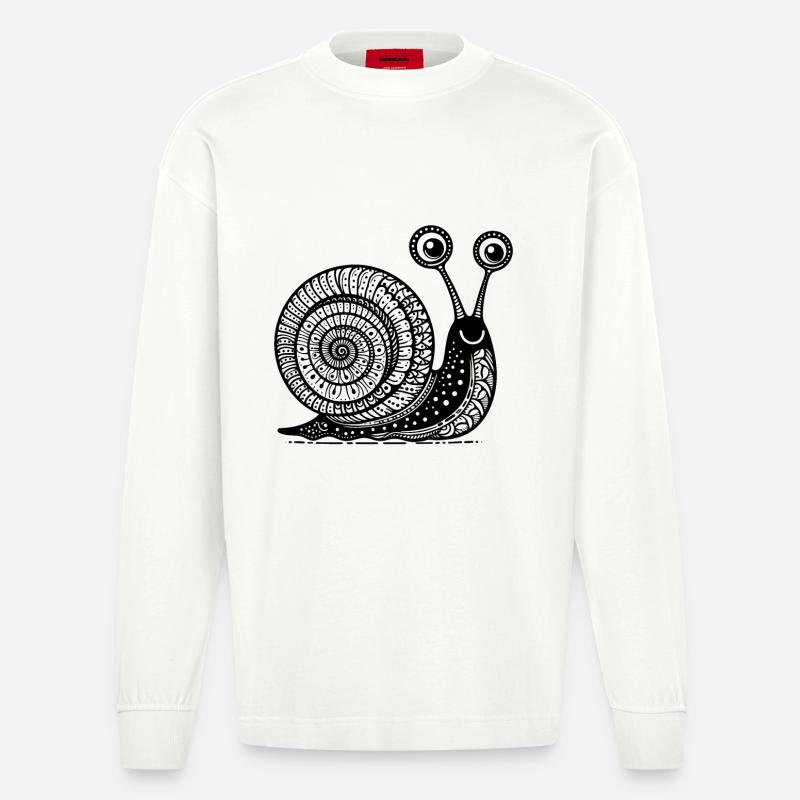 Snail's Pace: Langsame und stetige Zen-Kunst - Heavyweight Oversized Organic Langarmshirt Made in EU - OFF WHITE