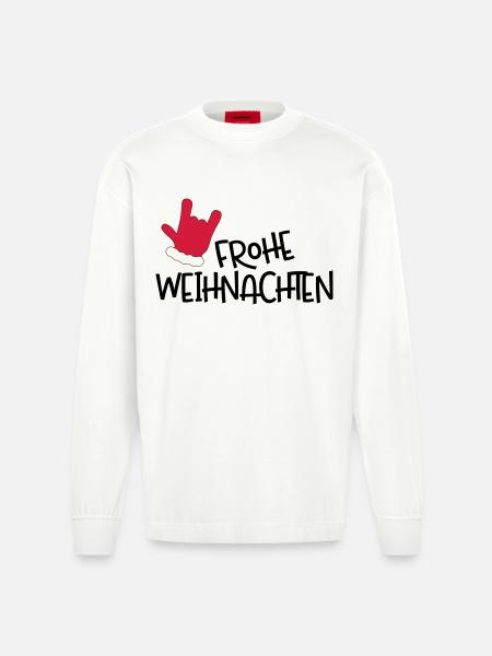 Merry Christmas - Heavyweight Oversized Organic Longsleeve Shirt Made in EU - OFF WHITE