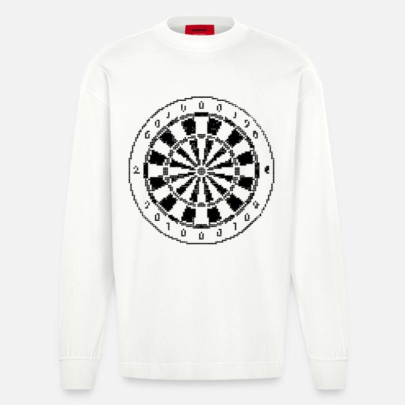 Jeu de fléchettes Pixel Graphique - Manches longues bio épais oversize fabriqué en UE - OFF WHITE