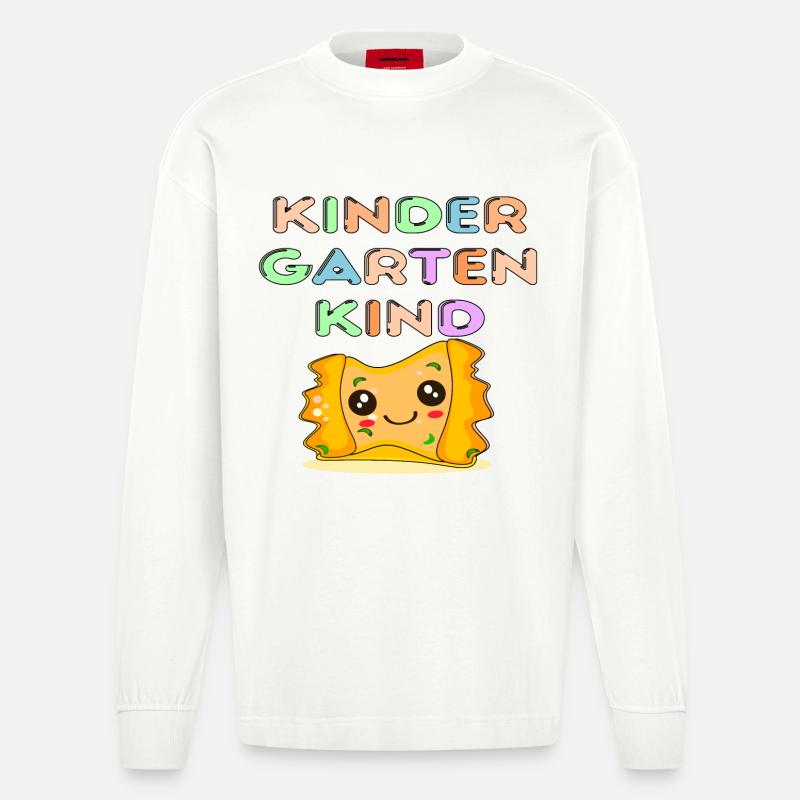 SCHWÄBISCHE MAULTASCHEN KINDERGARTENKIND - Heavyweight Oversized Organic Langarmshirt Made in EU - OFF WHITE