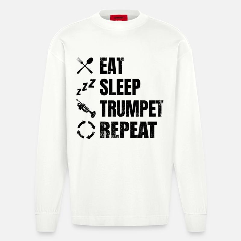 Trompeter Routine - Heavyweight Oversized Organic Langarmshirt Made in EU - OFF WHITE