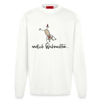 Lustige Weihnachten - Heavyweight Oversized Organic Langarmshirt Made in EU - OFF WHITE - Vorne