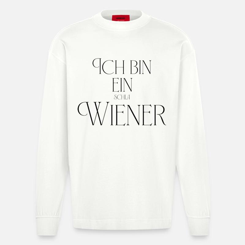 Ich bin ein (Schla) Wiener - Heavyweight Oversized Organic Langarmshirt Made in EU - OFF WHITE
