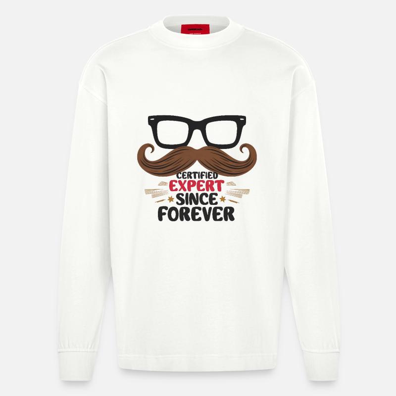 Certified Expert Since Forever - Heavyweight Oversized Organic Langarmshirt Made in EU - OFF WHITE