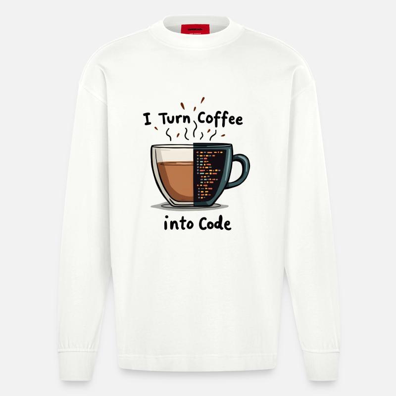Du café au code - Manches longues bio épais oversize fabriqué en UE - OFF WHITE
