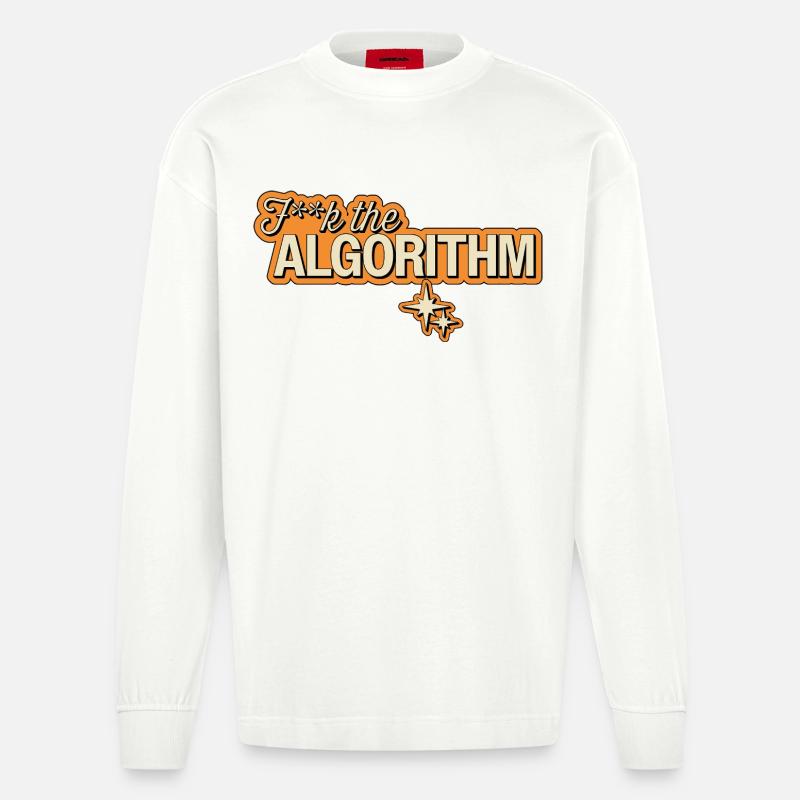 Fk the Algorithm – Digitale Rebellion - Heavyweight Oversized Organic Langarmshirt Made in EU - OFF WHITE