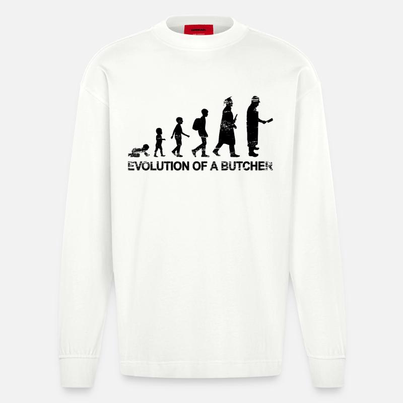 Entwicklung eines Metzgers - Heavyweight Oversized Organic Langarmshirt Made in EU - OFF WHITE