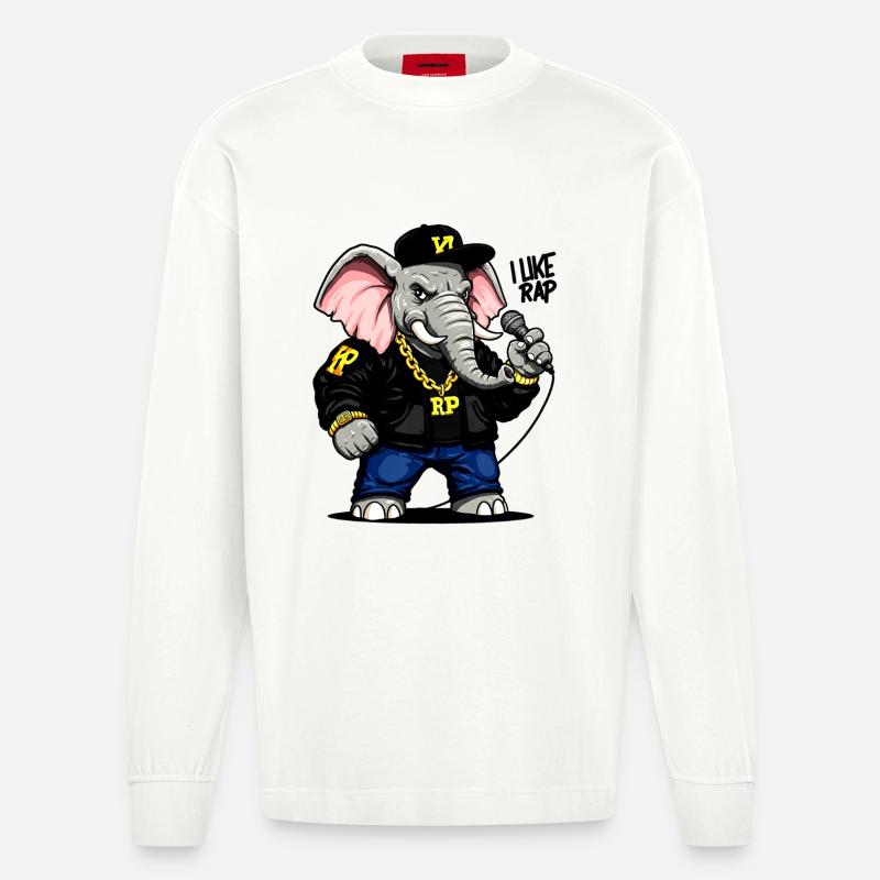 Rapper-Elefant: einzigartiger urbaner Style! - Heavyweight Oversized Organic Langarmshirt Made in EU - OFF WHITE