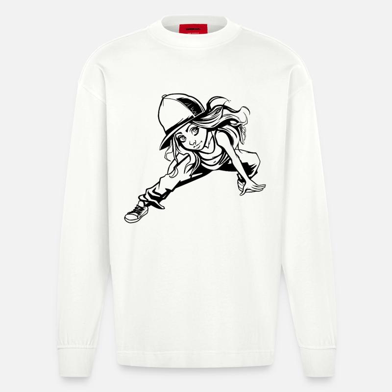 Breakdance Mädchen - Heavyweight Oversized Organic Langarmshirt Made in EU - OFF WHITE