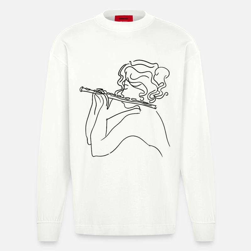 Flötenmädchen Skizze - Heavyweight Oversized Organic Langarmshirt Made in EU - OFF WHITE