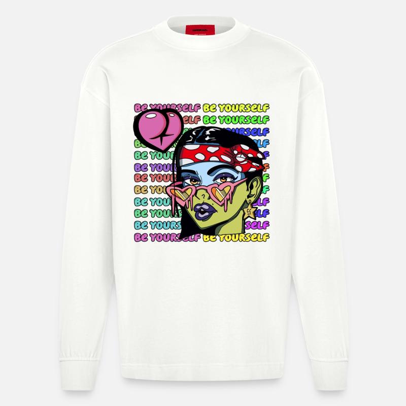 Seien Sie Sie selbst - Heavyweight Oversized Organic Langarmshirt Made in EU - OFF WHITE