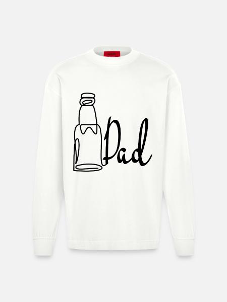 Line Art Far Fars Dag Øl - Heavyweight oversized organic langærmet T-shirt made in EU - OFF WHITE