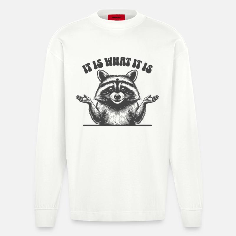 Raccoon - C’est ce que c’est - Manches longues bio épais oversize fabriqué en UE - OFF WHITE