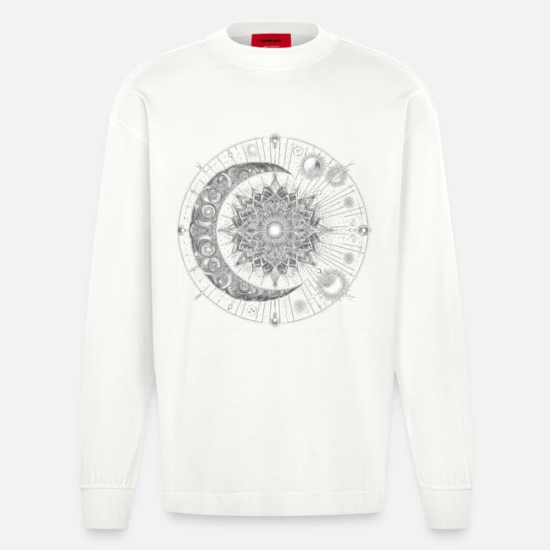 Mandala Céleste - Manches longues bio épais oversize fabriqué en UE - OFF WHITE