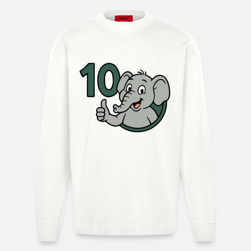 Rüsselpower mit 10 - Heavyweight Oversized Organic Langarmshirt Made in EU - OFF WHITE