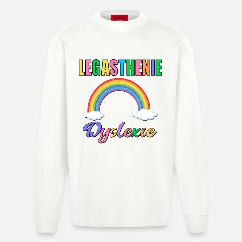 LEGASTHENIE DYSLEXIE REGENBOGEN - Heavyweight Oversized Organic Langarmshirt Made in EU - OFF WHITE