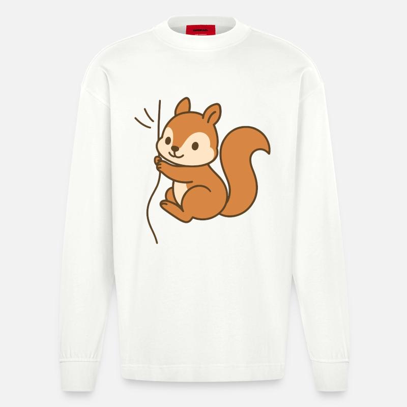 Eingekuschelt Eichhörnchen - Heavyweight Oversized Organic Langarmshirt Made in EU - OFF WHITE